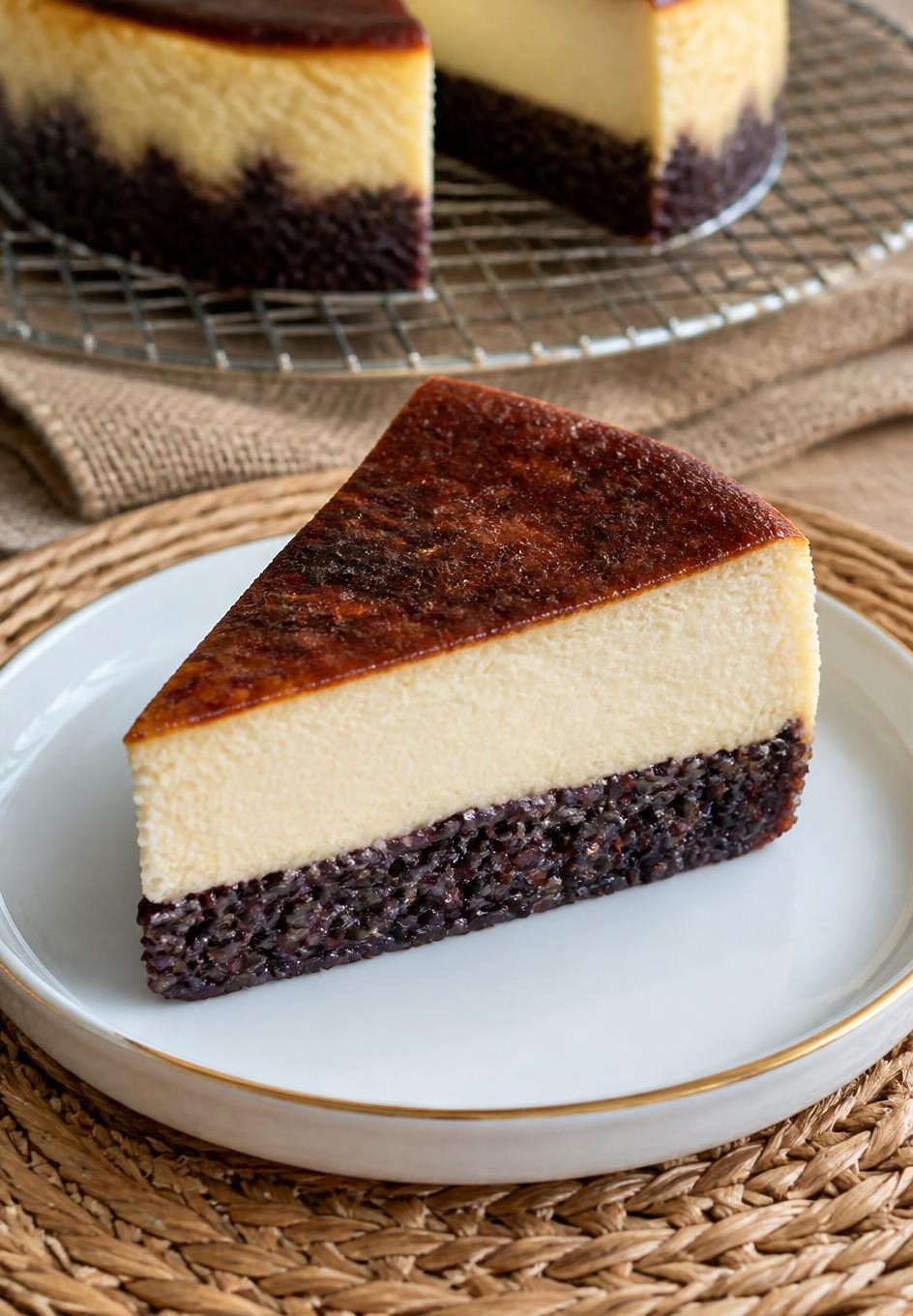 Slice Ketan Hitam Burnt Cheesecake